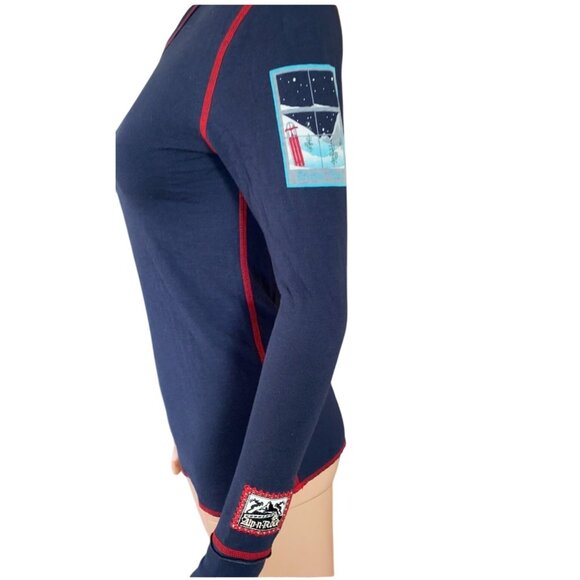 Alp N Rock "Give me a Snow Day" Crew Neck Top Medium Ski Apres Blue - Picture 7 of 14